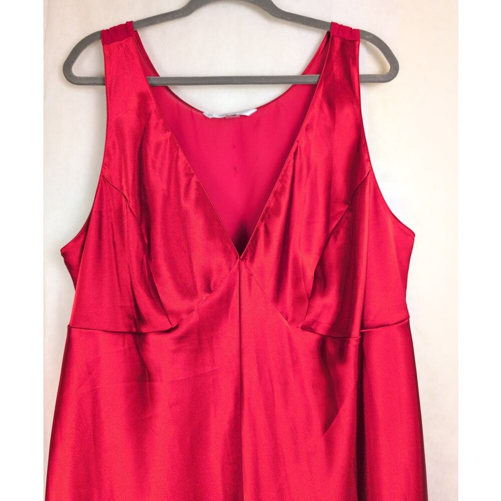 Cacique red satin sheer back maxi slip dress Size 18/20 Coquette Romantic Party - Picture 4 of 8